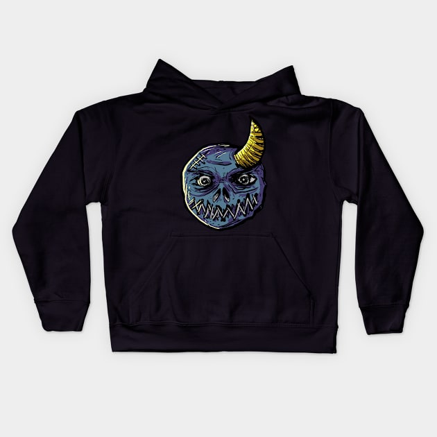 Demon Face Ball Kids Hoodie by DeathAnarchy